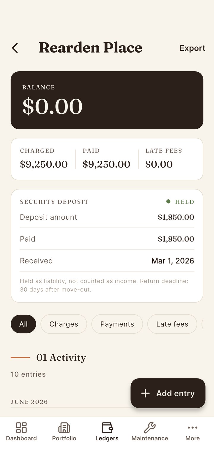 Gault ledger details screen